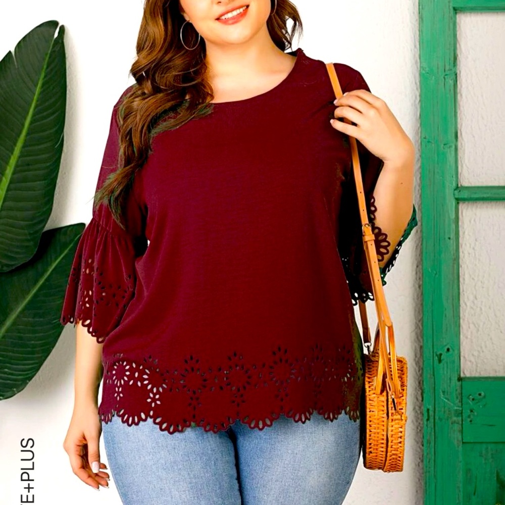 Laser Cut Scallop Blouse